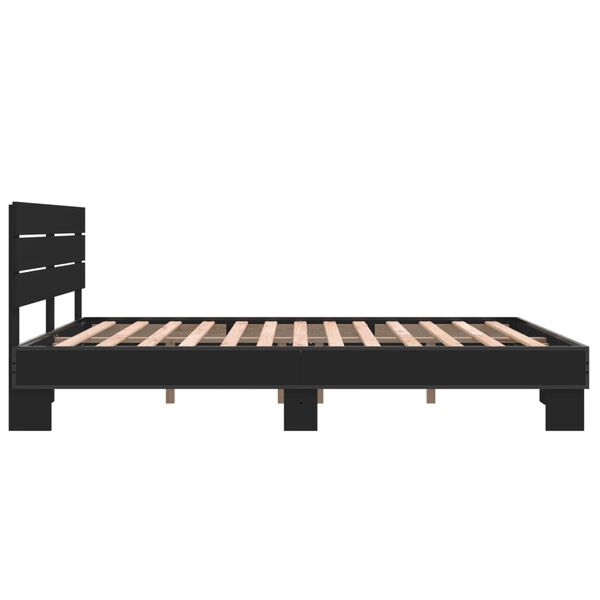 vidaXL Πλαίσιο Κρεβατιού Μαύρο 160 x 200 εκ. Επεξ. Ξύλο & Μέταλλο