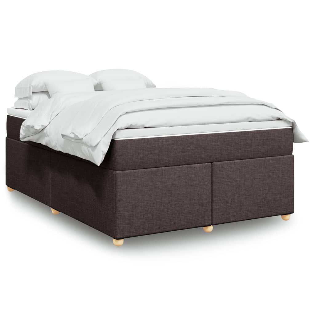 vidaXL Κρεβάτι Boxspring με Στρώμα Σκούρο Καφέ 140x200 εκ Υφασμάτινο