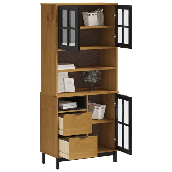 vidaXL Ντουλάπι FLAM 80x40x80εκ. από Μασίφ Ξύλο Πεύκο με Γυάλινη Πόρτα
