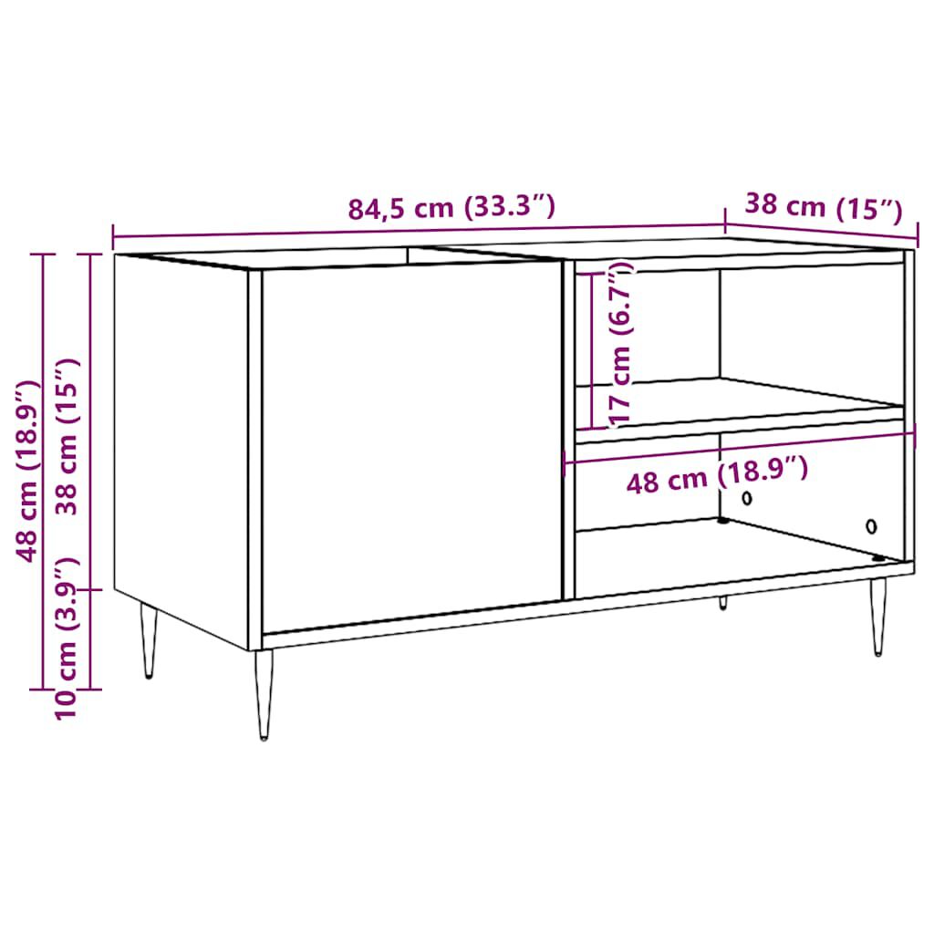 ντουλάπι δίσκων vidaXL Δρυς τεχνίτης 84,5x38x48 cm Κατασκευασμένο ξύλο