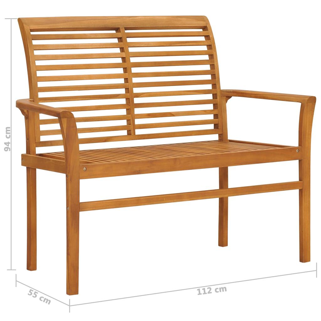 vidaXL Παγκάκι Κήπου 112 εκ. από Μασίφ Ξύλο Teak