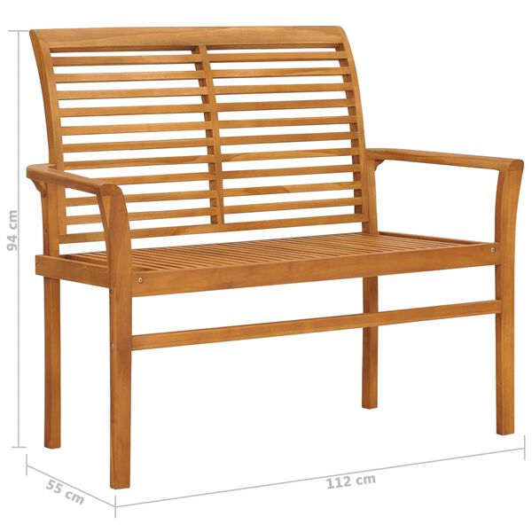 vidaXL Παγκάκι Κήπου 112 εκ. από Μασίφ Ξύλο Teak