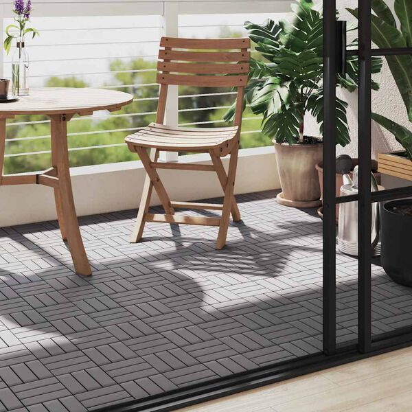 vidaXL Πλακάκια Deck 10 τεμ. Γκρι Πατίνα 30x30 εκ. Μασίφ Ξύλο Ακακίας