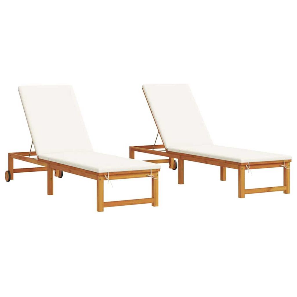 vidaXL Ξαπλώστρα 2 pcs Καφέ 53 x 202 x 89εκ Μασίφ ξύλο ακακίας
