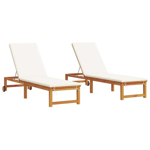 vidaXL Ξαπλώστρα 2 pcs Καφέ 53 x 202 x 89εκ Μασίφ ξύλο ακακίας