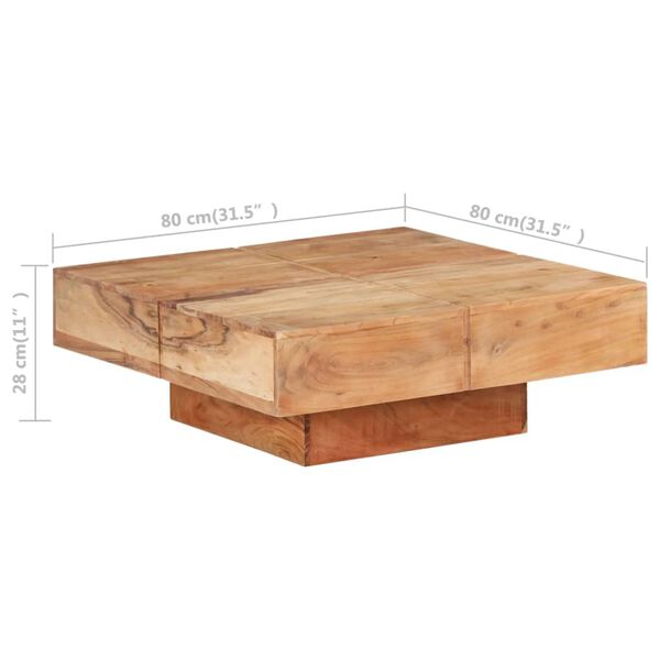 vidaXL Τραπεζάκι Σαλονιού 80 x 80 x 28 εκ. από Μασίφ Ξύλο Ακακίας