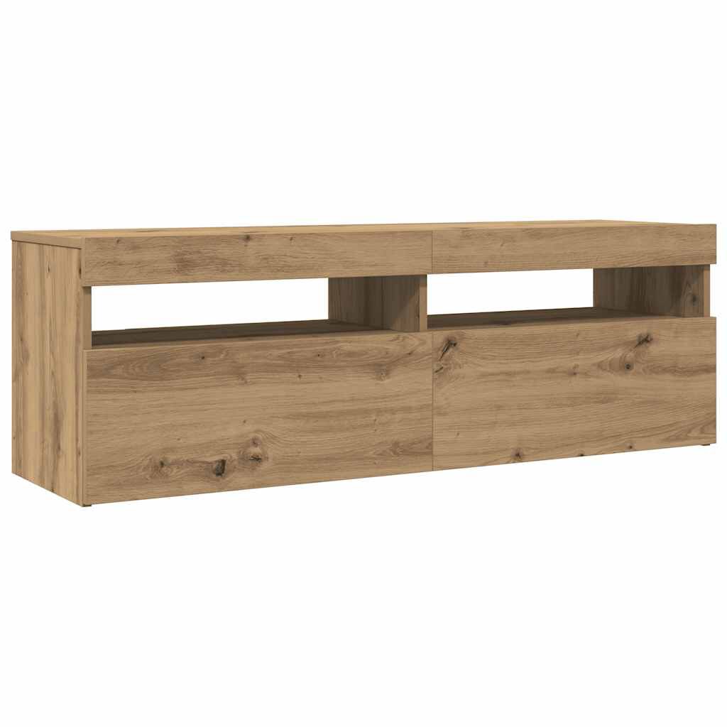 vidaXL Έπιπλο Τηλεόρασης με LED Αρτισιανή Δρυς 120x35x40 εκ Επεξ.Ξύλο