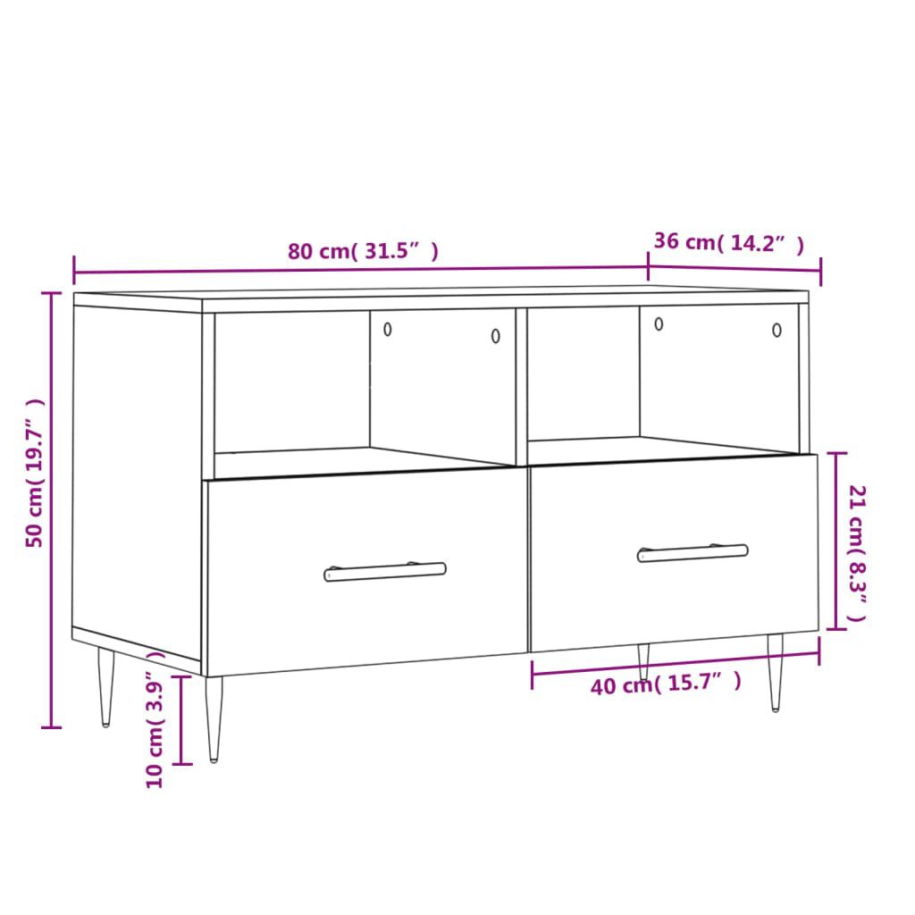 vidaXL Έπιπλο Τηλεόρασης Γκρι Sonoma 80x36x50 εκ. από Επεξεργ. Ξύλο