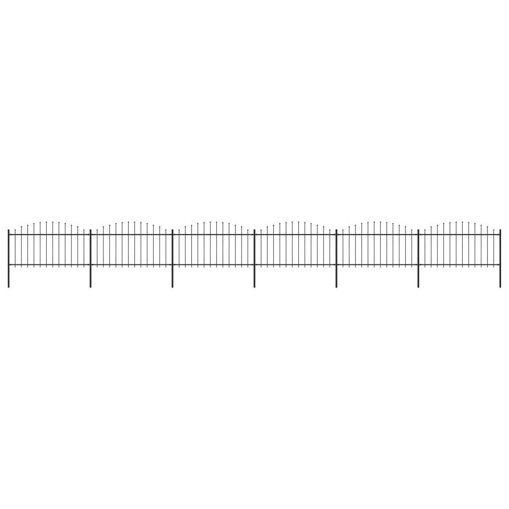 vidaXL Κάγκελα Περίφραξης με Λόγχες Μαύρα (1,25-1,5)x10,2 μ. Ατσάλινα