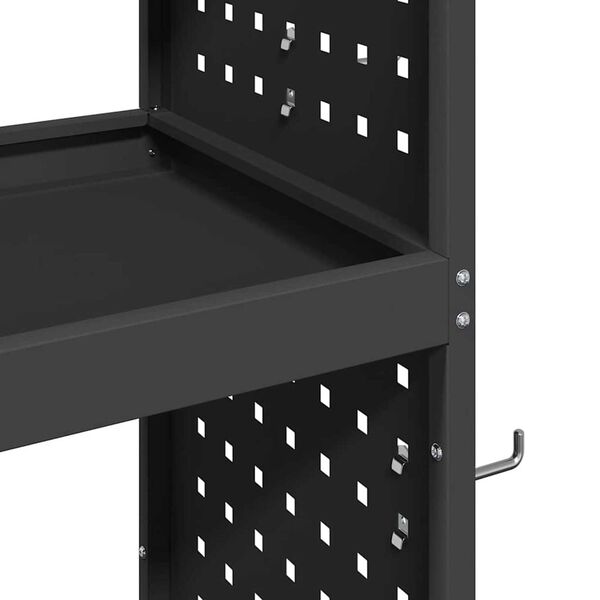 vidaXL Καρότσι εργαλείων με ράφι Μαύρο 65 x 35 x 111 εκ Κρύα χάλυβας