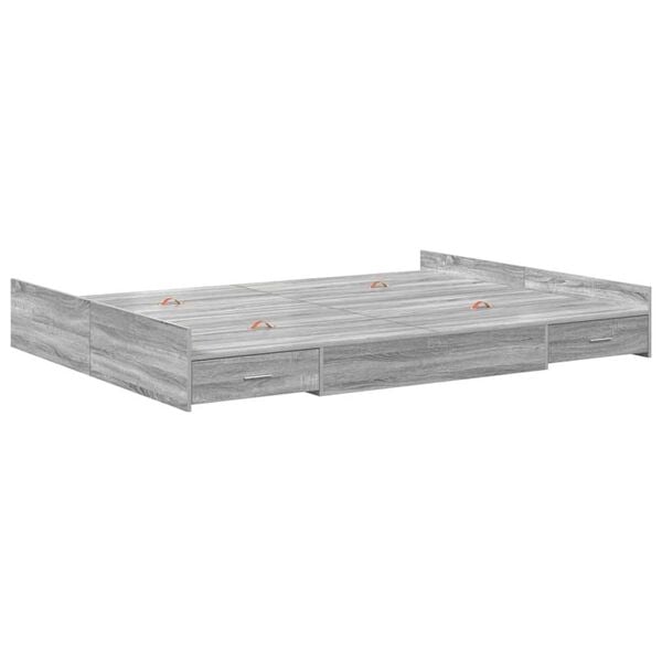 vidaXL Κρεβάτι με αποθηκευτικό χώρο Γκρι sonoma 150 x 200 cm