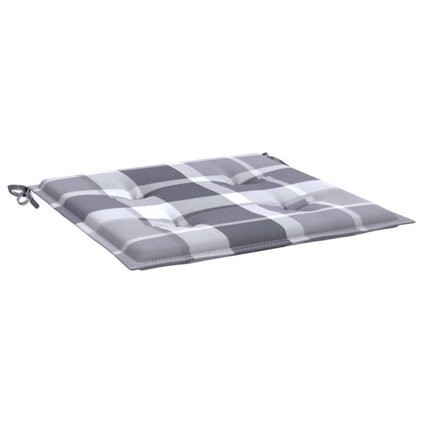 vidaXL Μαξιλάρια Καρέκλας 4τεμ Γκρι Καρό 50x50x3εκ. Ύφασμα Oxford