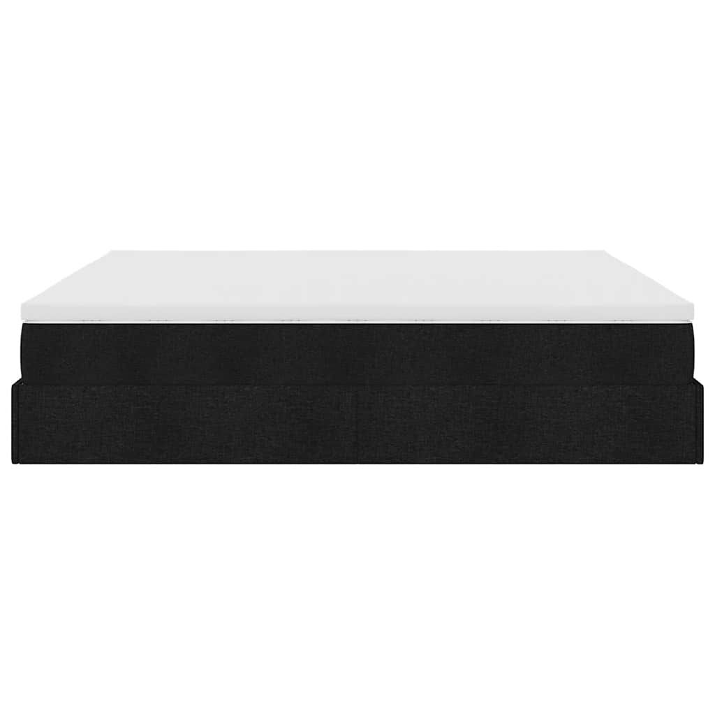 vidaXL Οθωμανικό κρεβάτι με στρώμα Μαύρο 180x200cm Ύφασμα