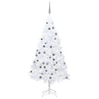 vidaXL Χριστουγεν. Δέντρο Προφωτισμένο Τεχνητό Μπάλες Λευκό 150εκ PVC
