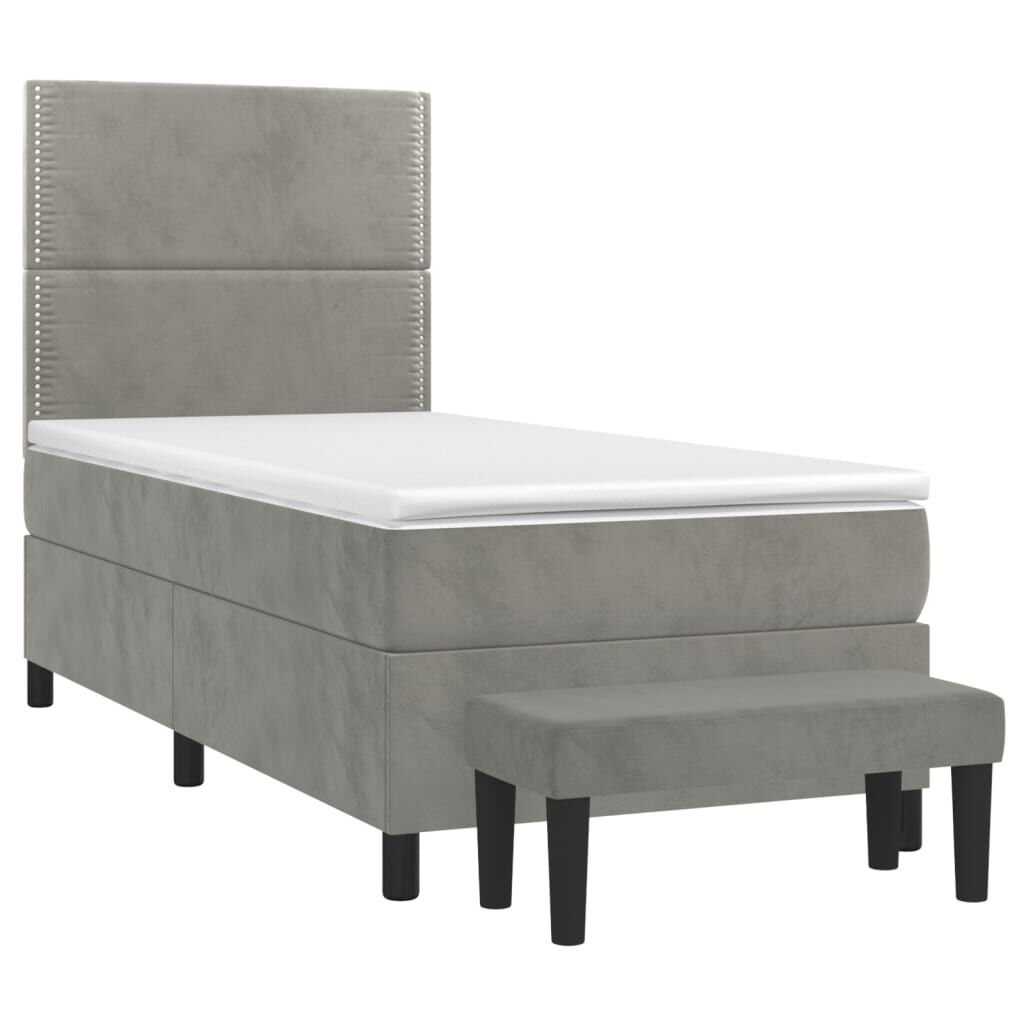 vidaXL Κρεβάτι Boxspring με Στρώμα Ανοιχτό Γκρι 80x200 εκ. Βελούδινο