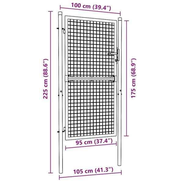 vidaXL Πόρτα Περίφραξης Πράσινη 100 x 175 εκ. Ατσάλινη