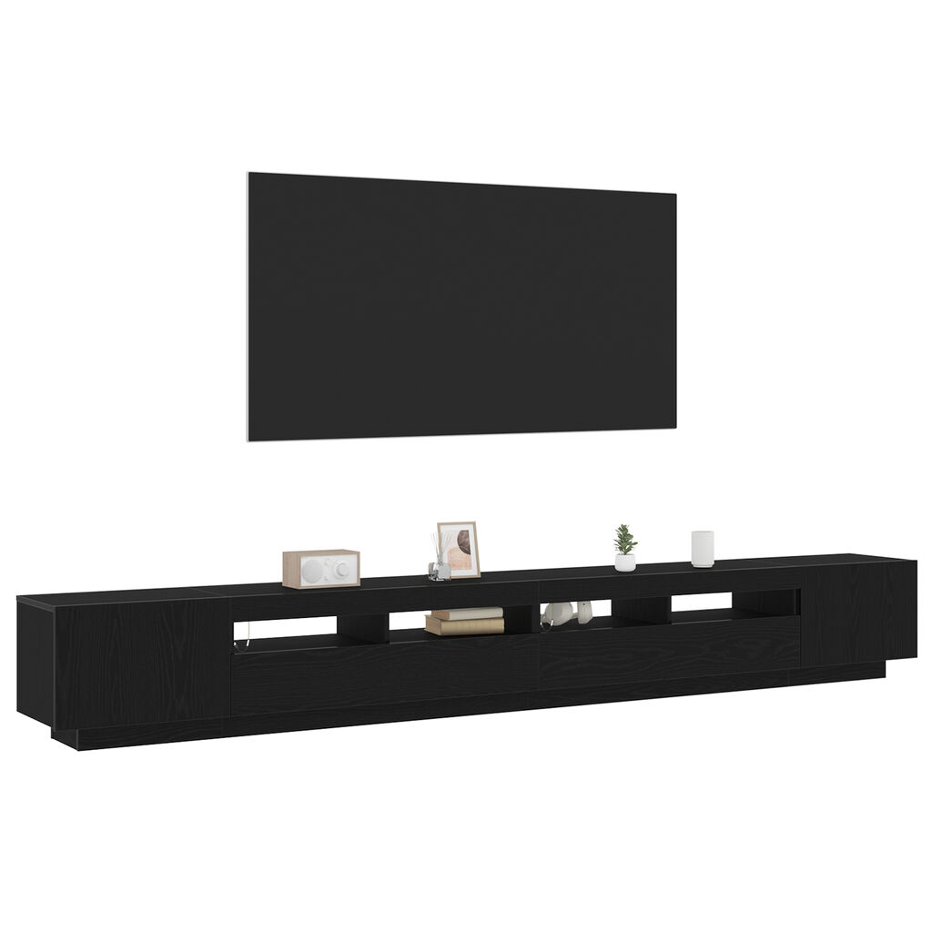 vidaXL Ντουλάπι τηλεόρασης με LED φώτα Μαύρο Δρυς 300x35x40 εκ. Κατασκευασμένο από Ξύλο