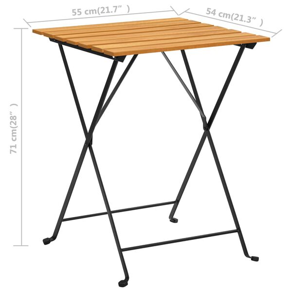 vidaXL Τραπέζι Bistro 55 x 54 x 71 εκ. από Μασίφ Ξύλο Ακακίας