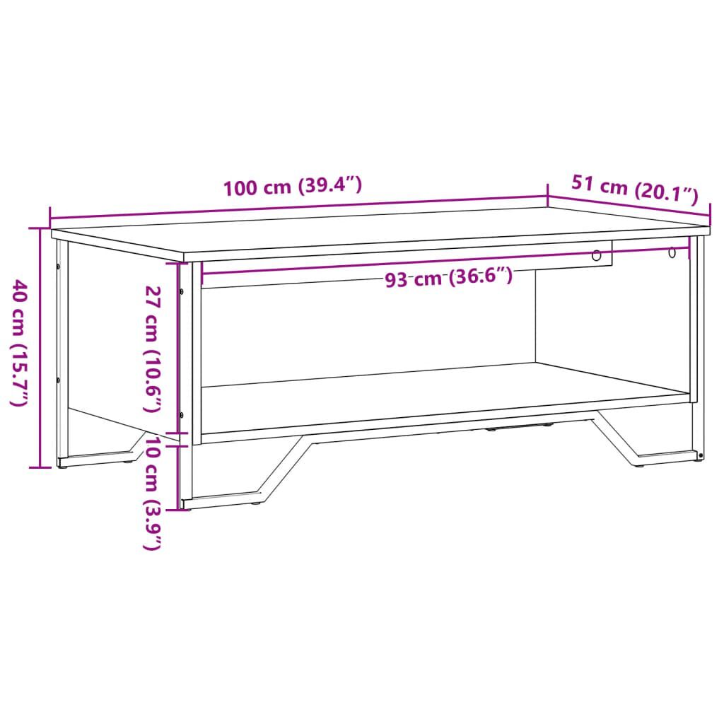vidaXL Τραπεζάκι Σαλονιού Γκρι Sonoma 100x51x40 εκ. Επεξεργασμένο Ξύλο