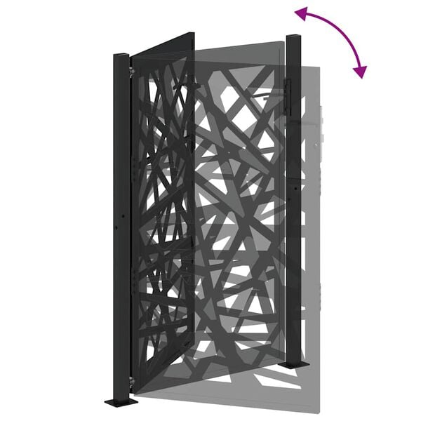 vidaXL Garden Gate Μαύρη 105x155 cm Σχέδιο Ατσάλινο Φωτιστικό