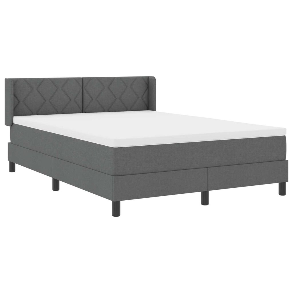 vidaXL Κρεβάτι Box Spring με Στρώμα Σκούρο Γκρι 140x200 εκ. Ύφασμα