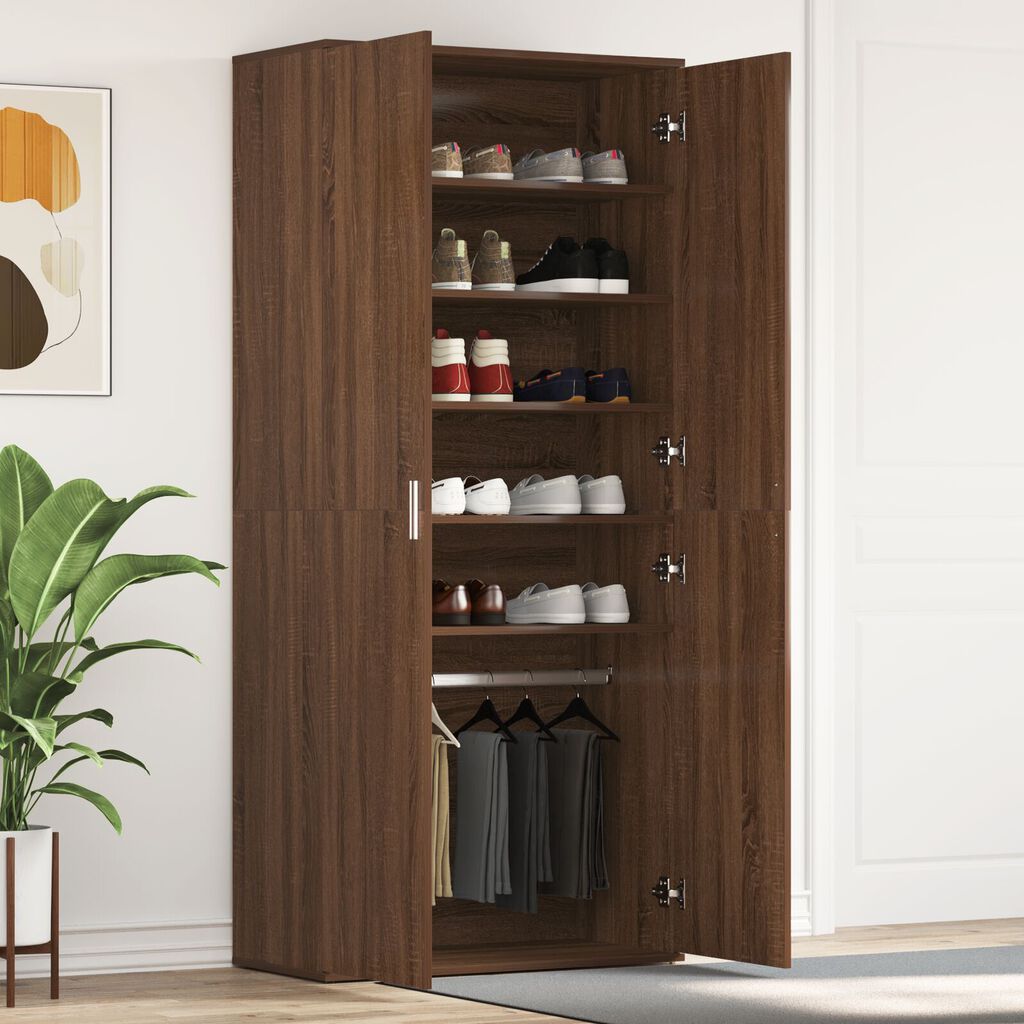 vidaXL Ντουλάπι Παπουτσιών Καφέ Δρυός 80x39x180 cm Φτιαγμένο Ξύλο