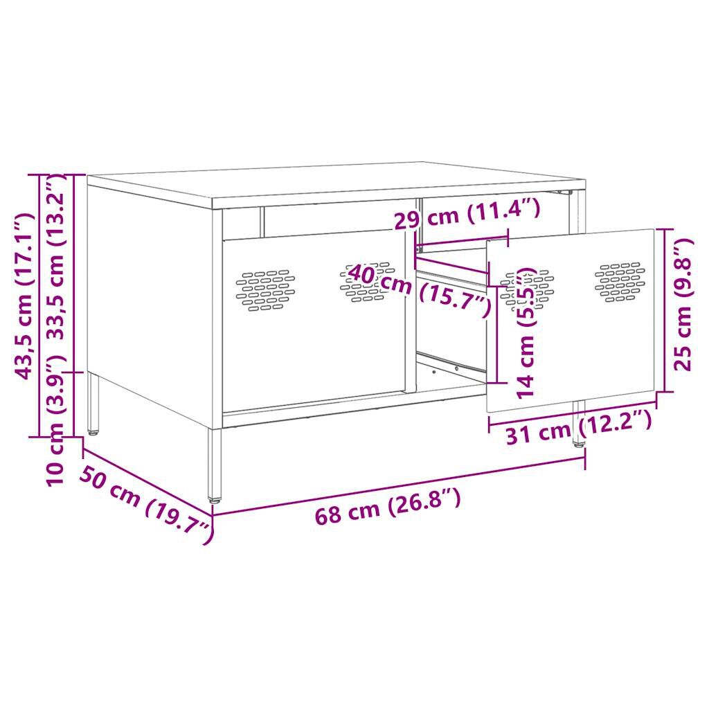 vidaXL Έπιπλο Τηλεόρασης Λευκό 68x50x43,5 εκ. Χάλυβας Ψυχρής Έλασης