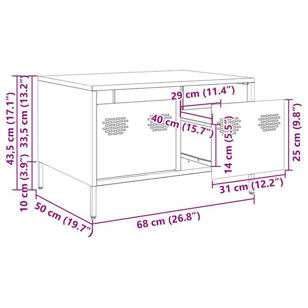 vidaXL Έπιπλο Τηλεόρασης Λευκό 68x50x43,5 εκ. Χάλυβας Ψυχρής Έλασης