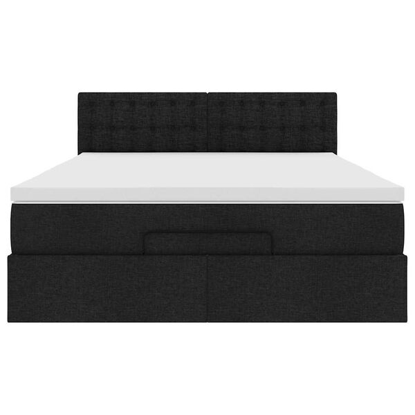 vidaXL Οθωμανικό κρεβάτι με στρώμα Μαύρο 140x190cm Ύφασμα