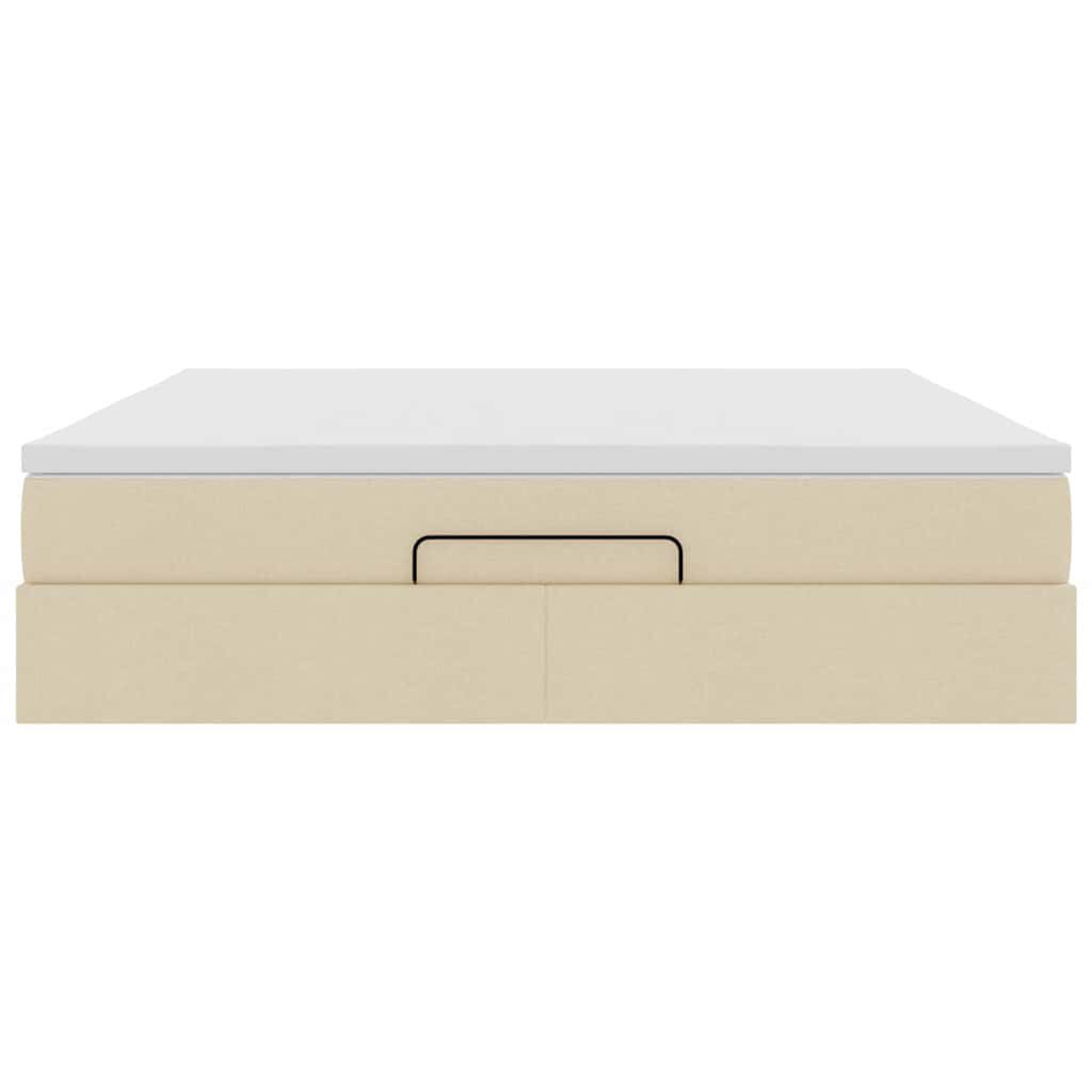 vidaXL Οθωμανικό Κρεβάτι με Στρώμα Κρέμα 160x200cm Ύφασμα
