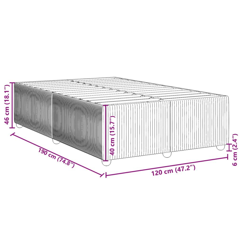 vidaXL Πλαίσιο Κρεβατιού χωρίς στρώμα Μαύρο 120x190 εκ. Βελούδινο