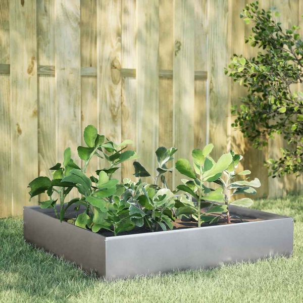 vidaXL Ζαρντινιέρα Υπερυψωμένη 100x100x33,5 εκ. Γαλβανισμένο Χάλυβα