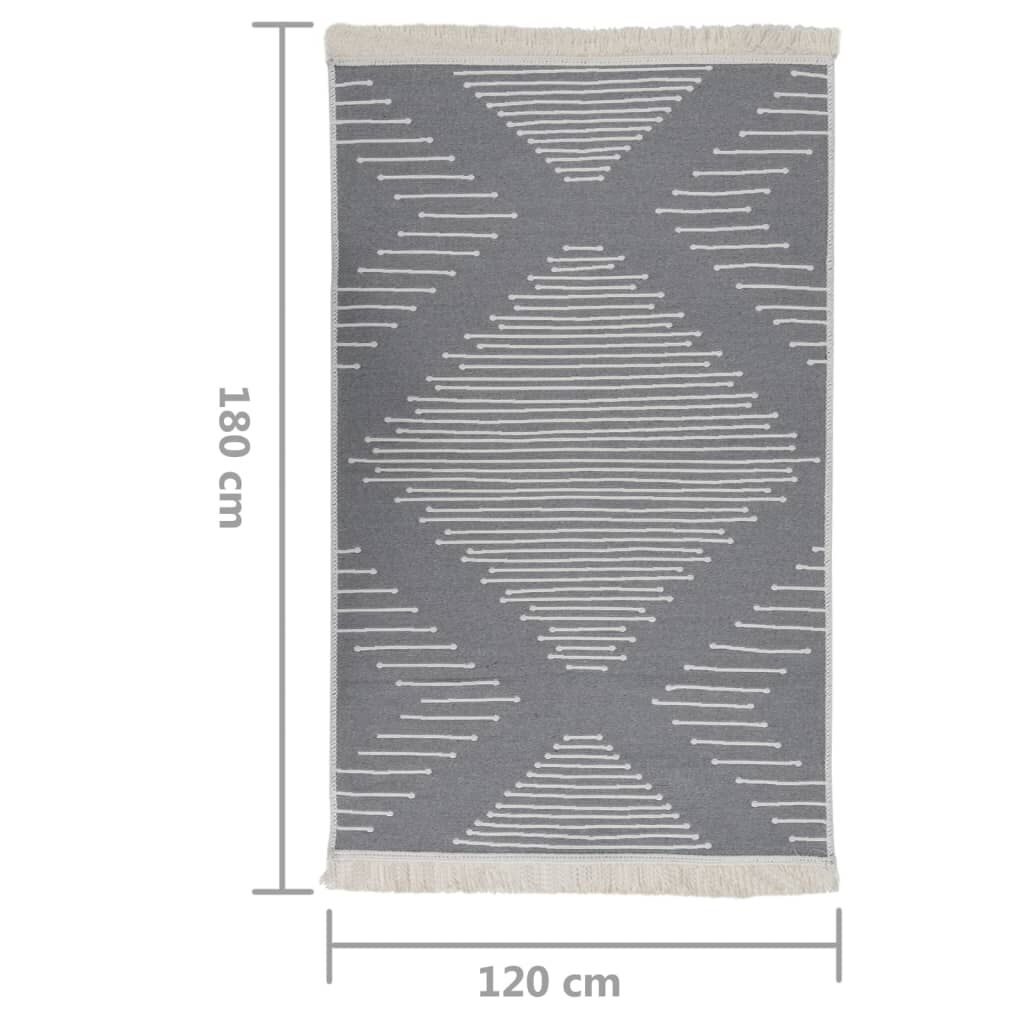 vidaXL Χαλί Γκρι 120 x 180 εκ. Βαμβακερό