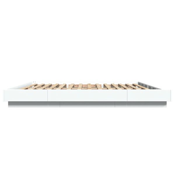 vidaXL Πλαίσιο Κρεβατιού με Φώτα LED Λευκό 180x200 εκ. Επεξ. Ξύλο