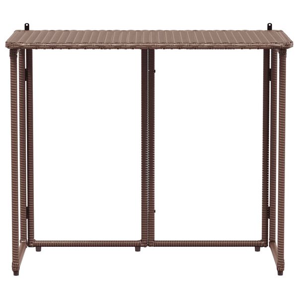 vidaXL Πτυσσόμενο τραπέζι κήπου καφέ 90x51x75 cm Poly Rattan