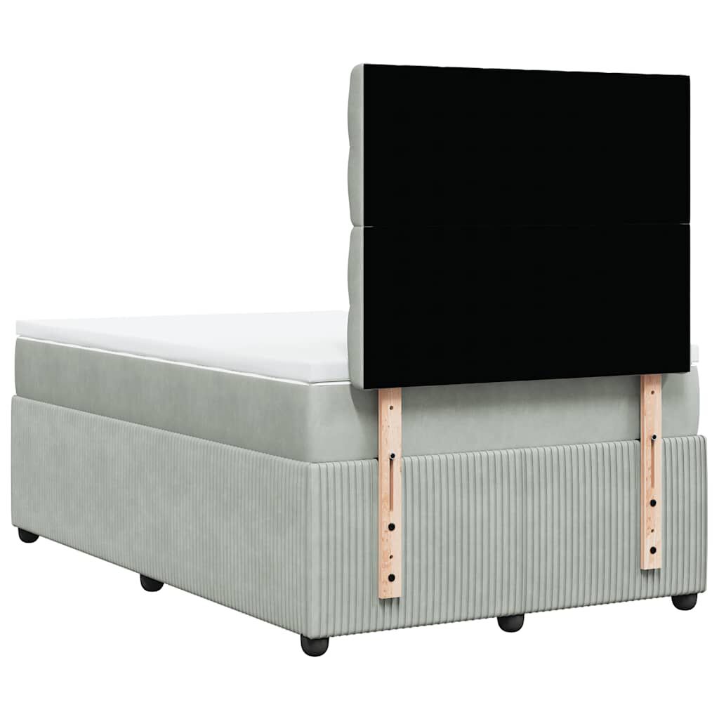vidaXL Κρεβάτι Boxspring με Στρώμα Ανοιχτό Γκρι 120x190 εκ. Βελούδινο