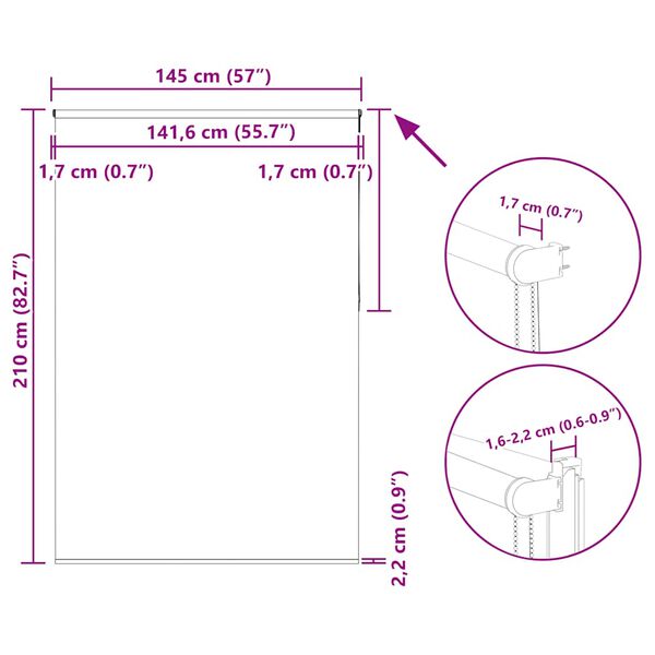 vidaXL Roller Blind Blackout Μαύρο 145x210 cm Πλάτος υφάσματος 141,6cm