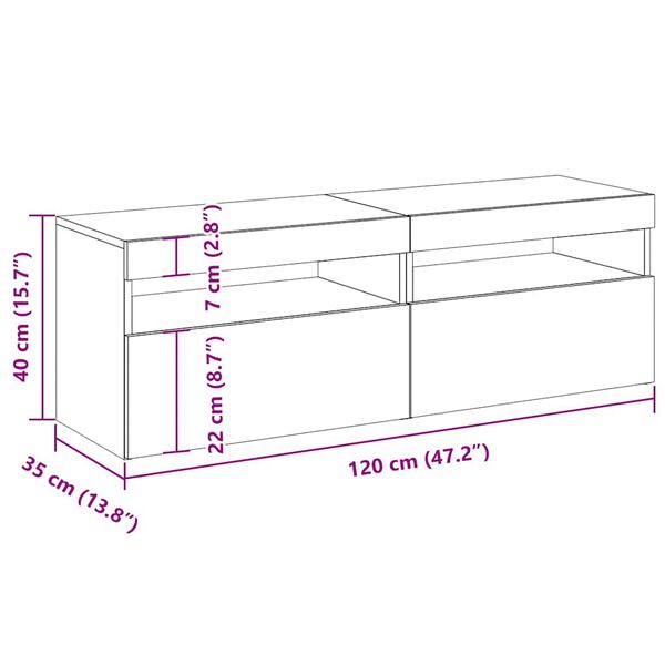 vidaXL Έπιπλα Τηλεόρασης με LED 2 τεμ. Μαύρα 60 x 35 x 40 εκ.