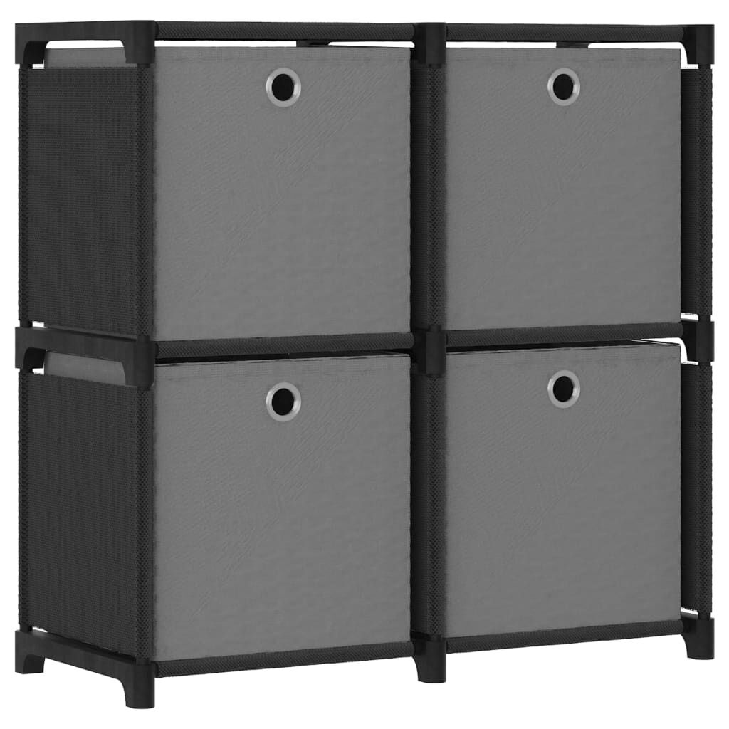 vidaXL Ραφιέρα με 4 Κύβους & Κουτιά Μαύρη 69x30x72,5 εκ. Υφασμάτινη