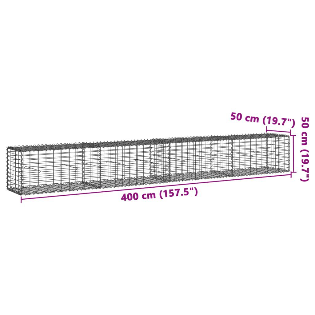 vidaXL Συρματοκιβώτιο με Κάλυμμα 400x50x50 εκ. από Γαλβανισμένο Χάλυβα