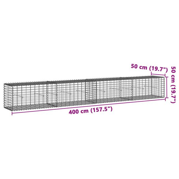 vidaXL Συρματοκιβώτιο με Κάλυμμα 400x50x50 εκ. από Γαλβανισμένο Χάλυβα