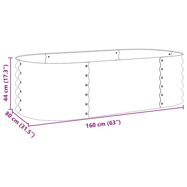 vidaXL Ζαρντινιέρα Υπερυψωμένη Γκρι 160x80x44 εκ. Γαλβανισμ. Χάλυβας