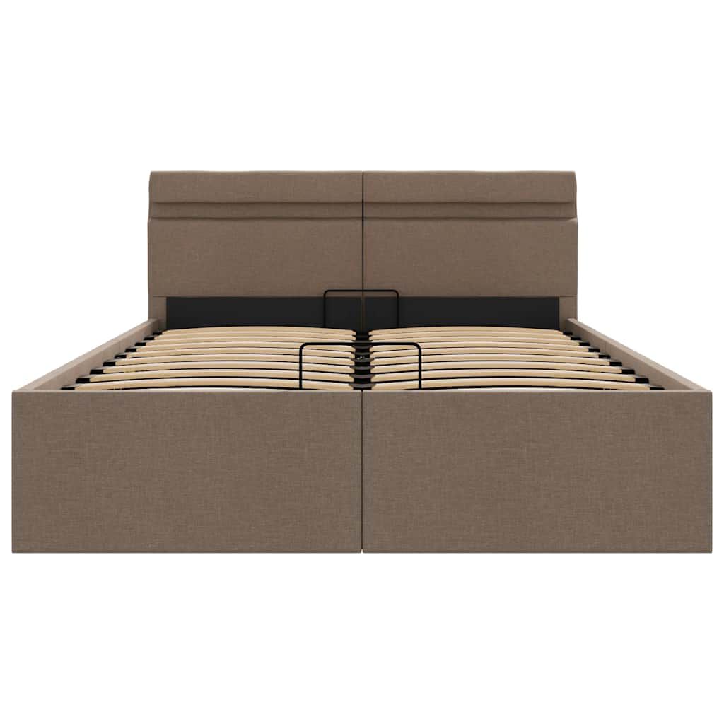 vidaXL Πλαίσιο Κρεβατιού με Αποθ. Χώρο/LED Taupe 140x200 εκ. Ύφασμα
