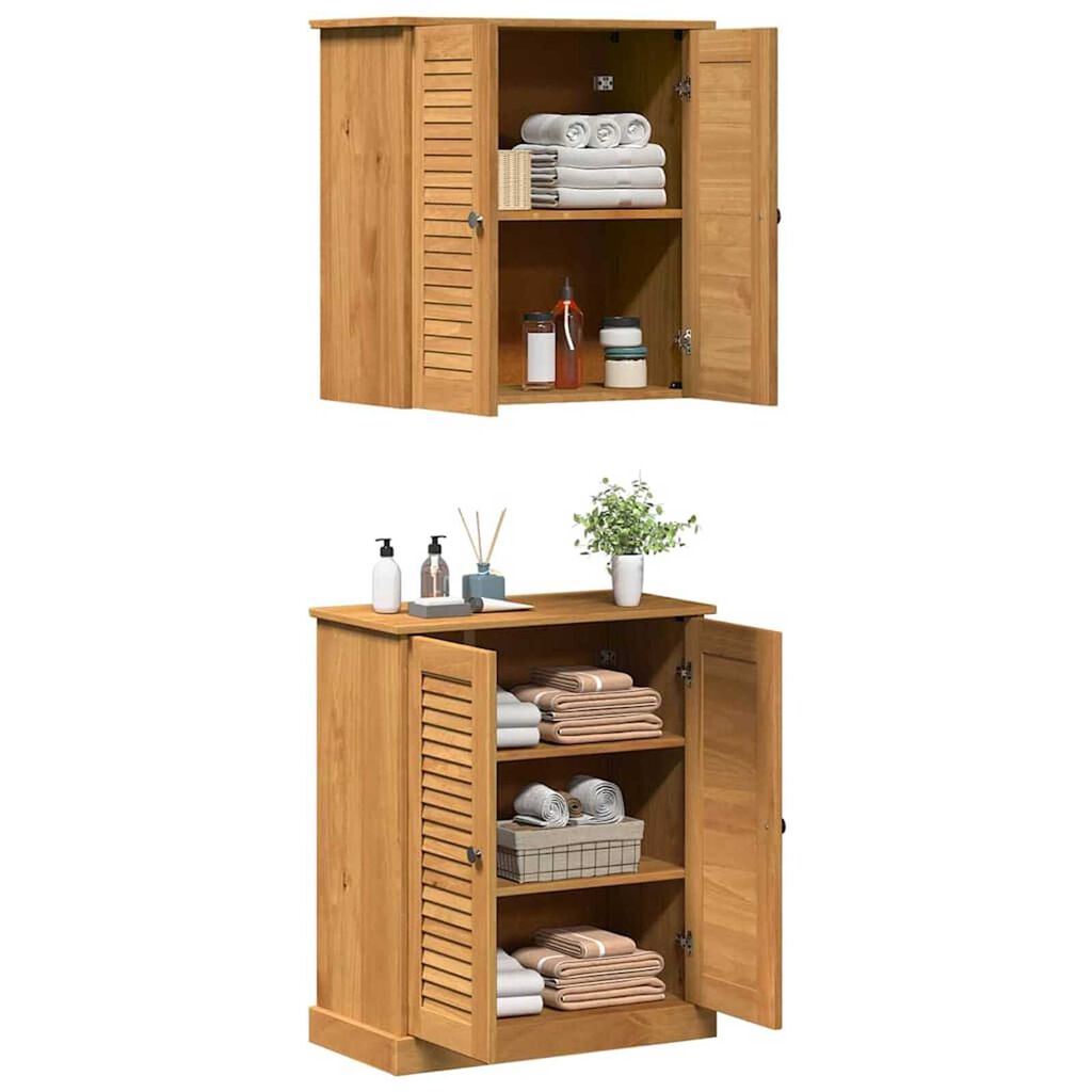 vidaXL Σετ Επίπλων Μπάνιου με ράφι 2 pcs Καφέ 67.5 x 34 x 80 εκ.