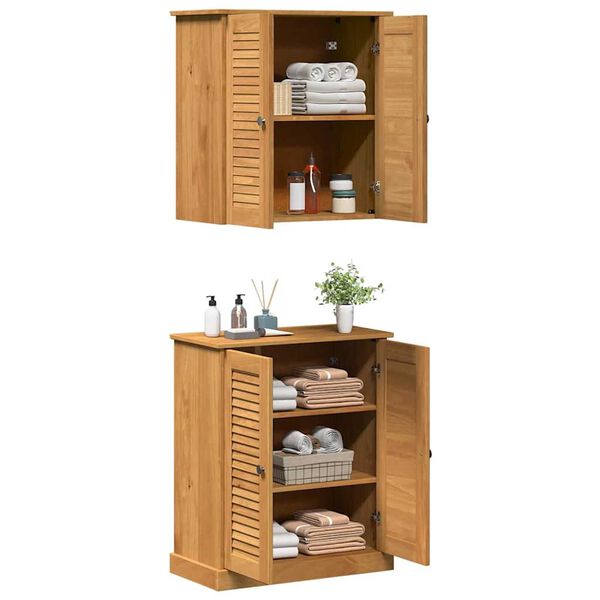vidaXL Σετ Επίπλων Μπάνιου με ράφι 2 pcs Καφέ 67.5 x 34 x 80 εκ.