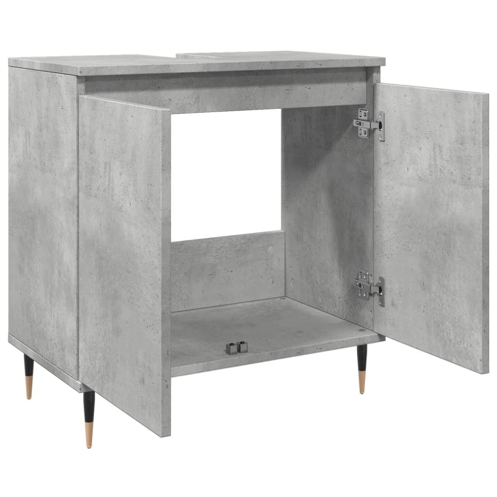 vidaXL Ντουλάπι Μπάνιου Γκρι Σκυροδεμ. 58 x 33 x 60 εκ. Επεξεργ. Ξύλο