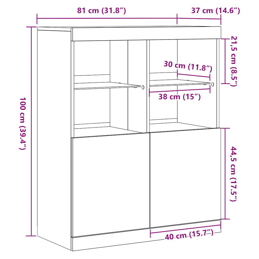 vidaXL Ντουλάπι Μαύρο 81x37x100 εκ. από Επεξεργασμένο Ξύλο