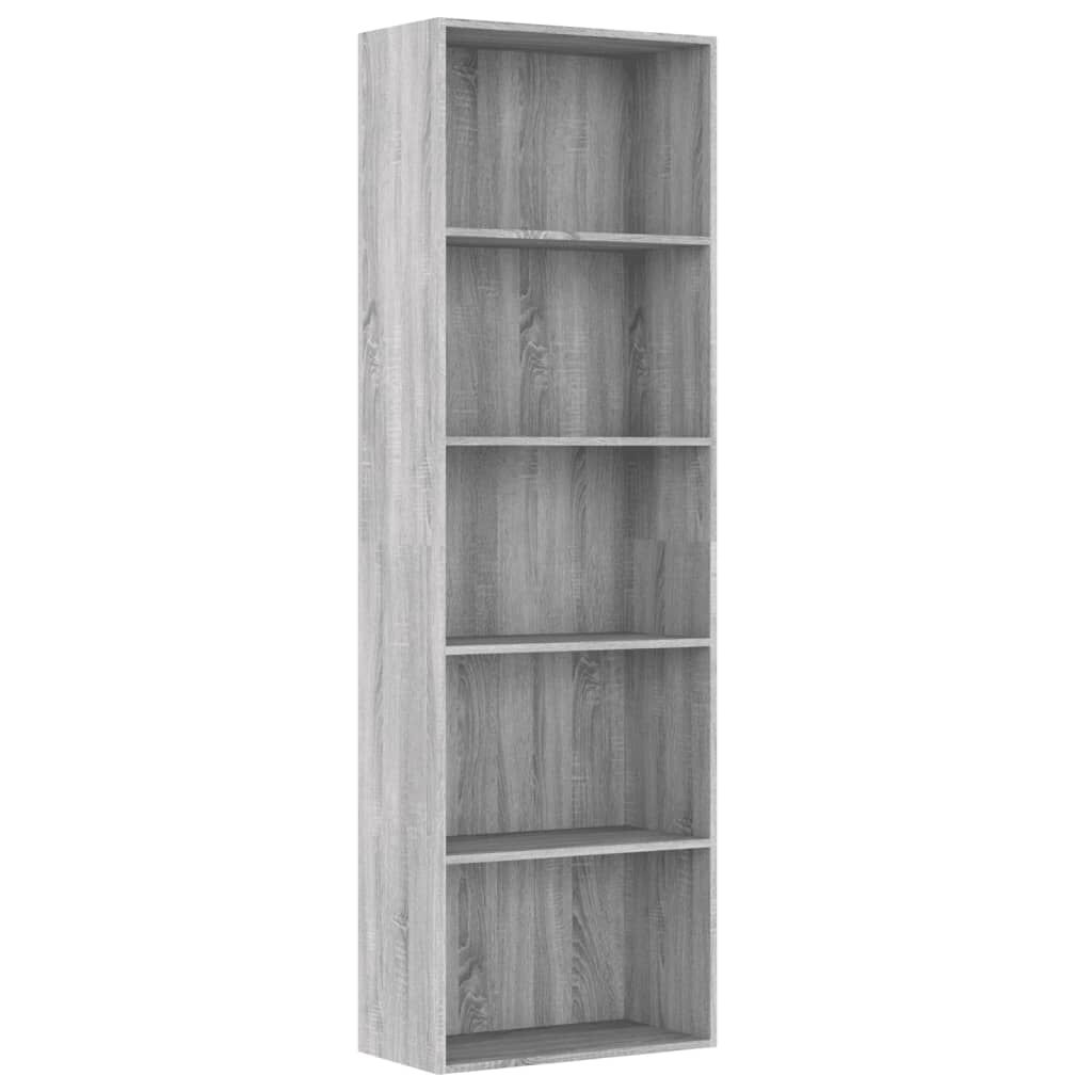 vidaXL Βιβλιοθήκη με 5 Ράφια Γκρι Sonoma 60x30x189 εκ. Επεξεργ. Ξύλο