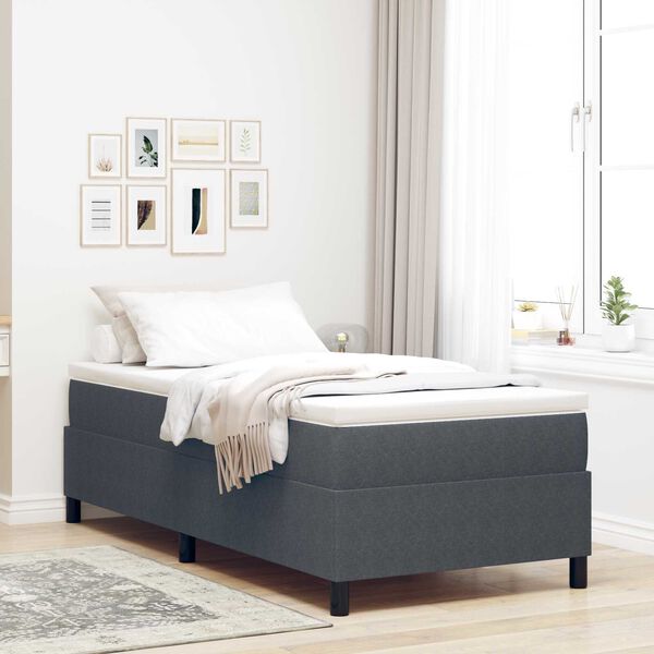 vidaXL Κρεβάτι με ελατήρια Σκούρο γκρι 90 x 190 cm Βελούδο