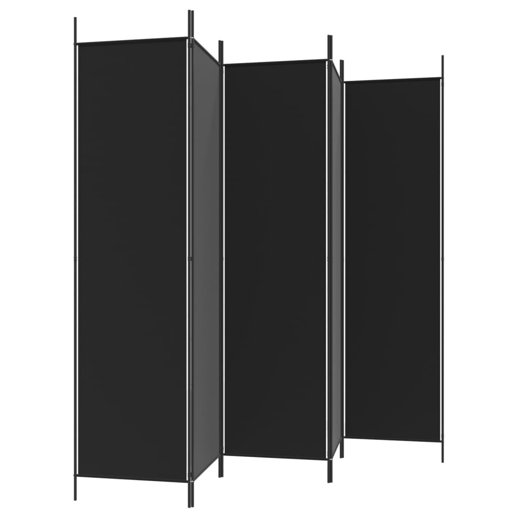vidaXL Διαχωριστικό Δωματίου με 5 Πάνελ Μαύρο 250x200 εκ. από Ύφασμα